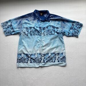 Vtg AOP Shanu Amanu Downtown Men XXL Hawaiian Shirt‎ Asian Dragon Serpent Tribal